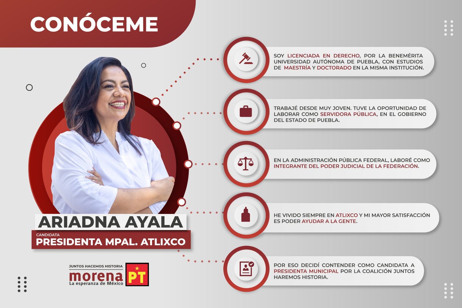 Ella es ARIADNA AYALA, candidata a alcaldesa por ATLIXCO