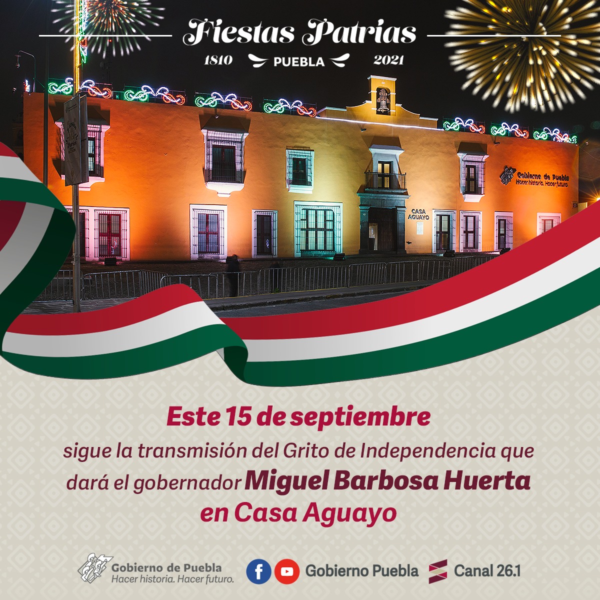 A festejar en Unidad Nacional y en familia, llama Miguel Barbosa este 15 de septiembre