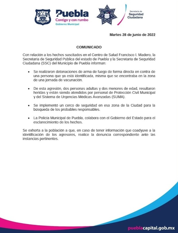 comunicado pol mun durante la jornada de vacunación contra el COVID-19 a menores de edad, la mañana de este martes 28