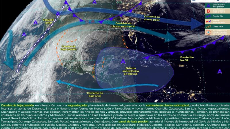 Frente frío ocasionará en Puebla descenso de temperatura, vientos y precipitaciones: Protección Civil