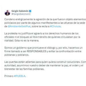 Condena el gobernador Sergio Salomón Céspedes agresión a policías en la protesta contra relleno sanitario