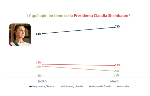 Encuesta 📊 De las Heras Demotecnia: 72% tiene buena opinión de la Presidenta