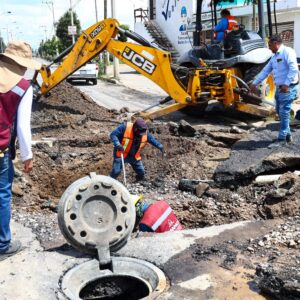 Atiende San Pedro Cholula colapso del colector pluvial