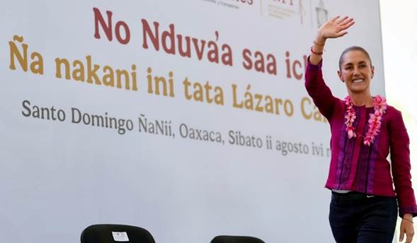 Mientras estemos en la presidencia vamos a seguir haciendo caminos en la mixteca: presidenta supervisa Plan General Lázaro Cárdenas