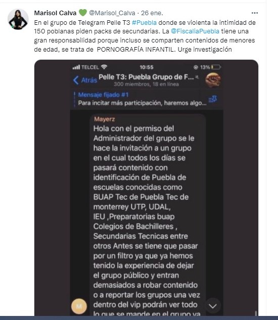 Presenta Gobierno de Puebla denuncias por violencia digital contra integrantes del Grupo de Telegram “PELL T3” que agreden intimidad sexual