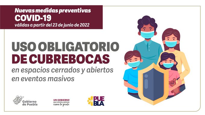 Regresa uso obligatorio uso de cubrebocas para prevenir contagios Covid-19 de Puebla