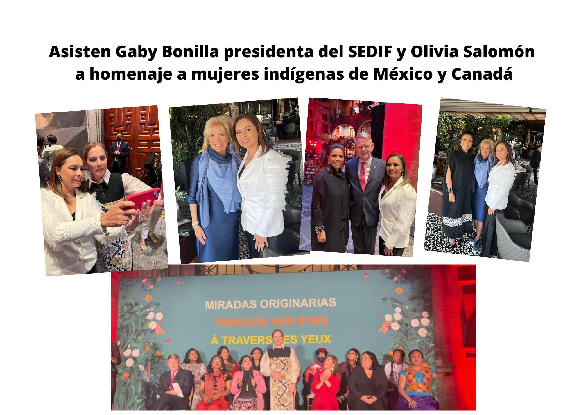 Gaby Bonilla y Olivia Salomón saludan a Jill Biden y a Beatriz Gutiérrez Müller