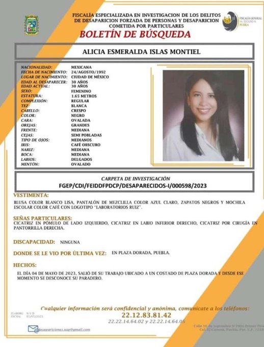 Exige DIP Julieta Vences a la Fiscalía de Puebla garantice justicia para Esmeralda Islas