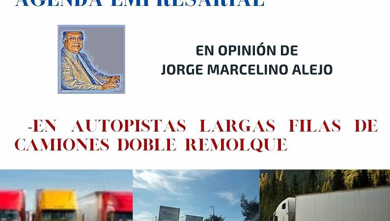 En Autopistas Largas Filas de Camiones Doble Remolque
