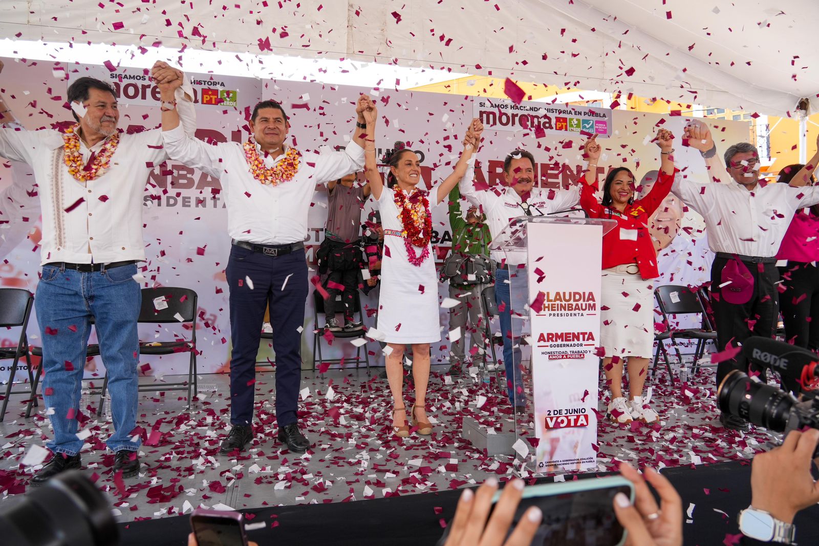 Acompaña Claudia Sheinbaum a Armenta en arranque de campaña en Izúcar