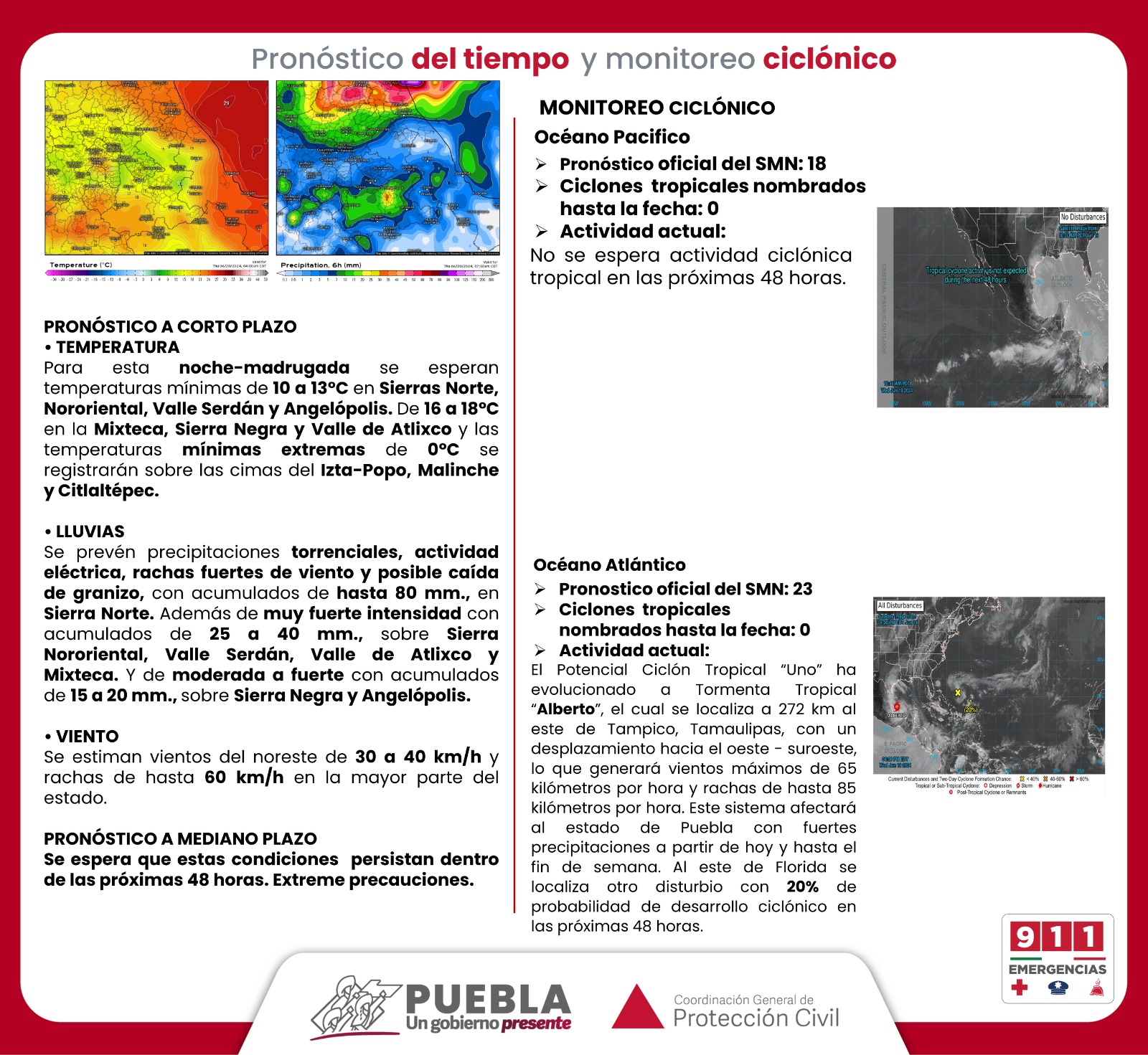 Puebla alista albergues en 50 municipios ante impacto de “Alberto”