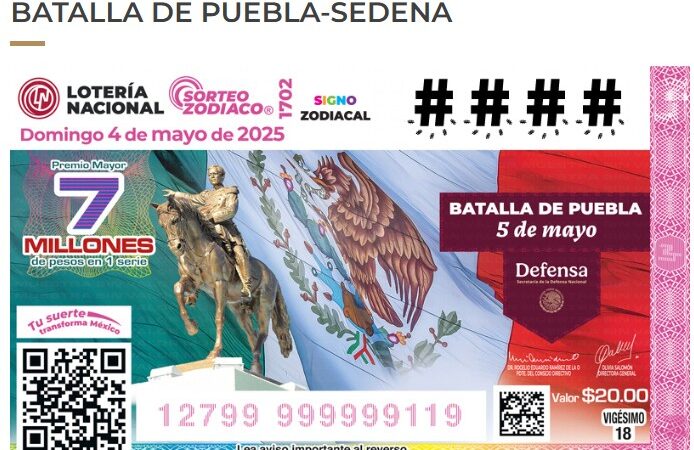 Compra tu cachito del sorteo de la Batalla de Puebla de Lotería Nacional y podrás entrar gratis a la Feria