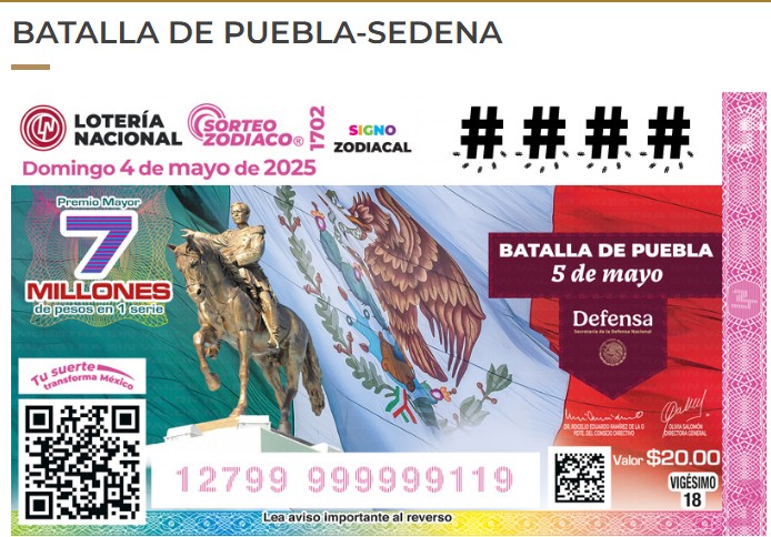Compra tu cachito del sorteo de la Batalla de Puebla de Lotería Nacional y podrás entrar gratis a la Feria