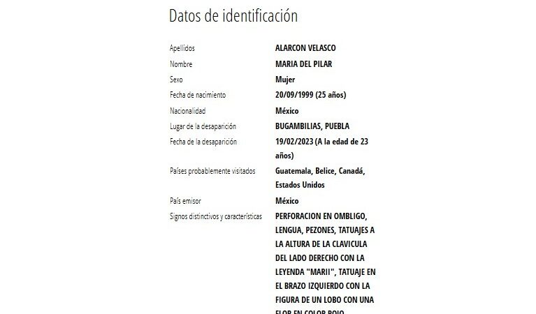 Comisión de Búsqueda emite Ficha Amarilla con Interpol