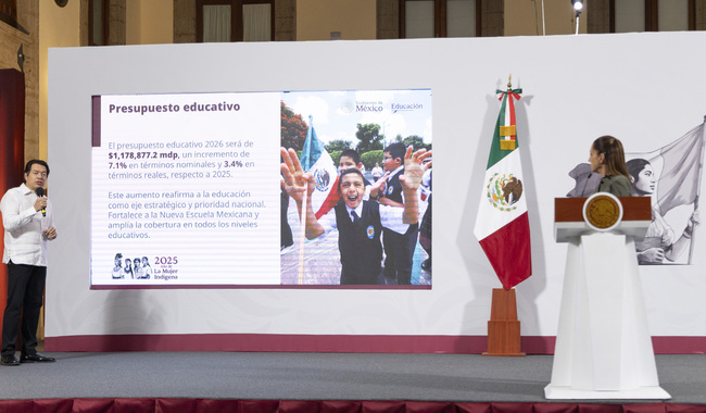 Inversión educativa histórica: 1.1 billones de pesos en 2026 para educación básica, media y superior, becas e infraestructura