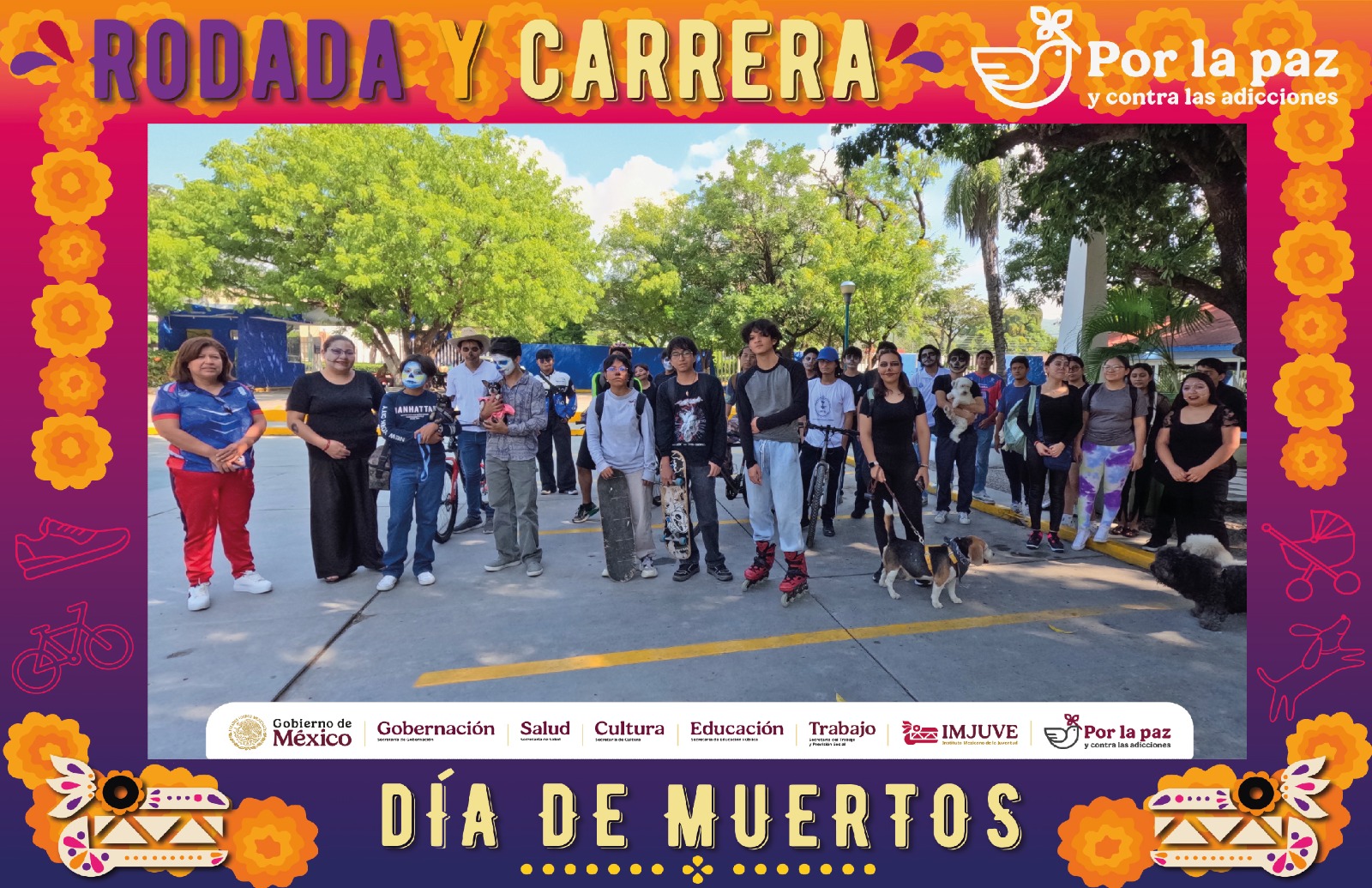 IMJUVE reunió a cientos de miles de jóvenes en la Rodada y Carrera por la paz y contra las adicciones, edición Día de Muertos