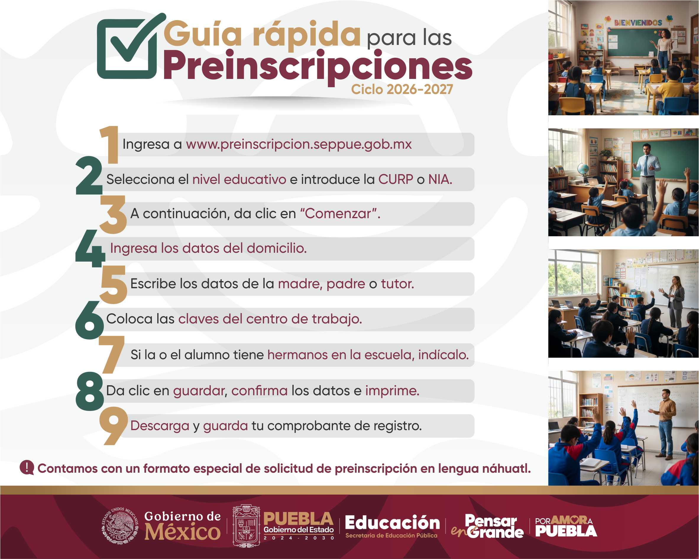 Inicia SEP Puebla proceso de preinscripciones del 3 al 27 de febrero