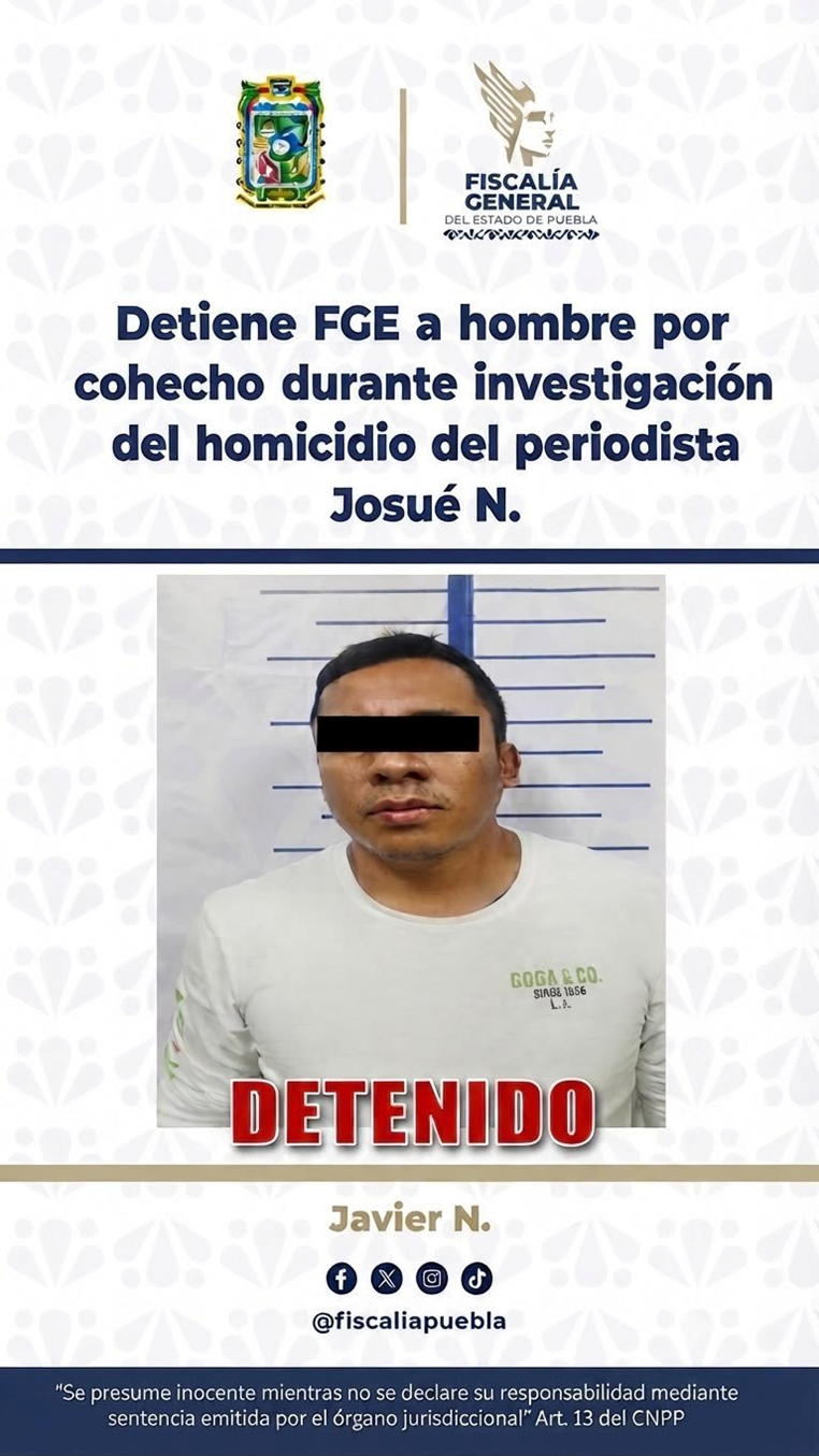 #ÚLTIMAHORA | 🚨🔴 Fiscalía detuvo a presunto autor material del asesinato del periodista Josué Martínez