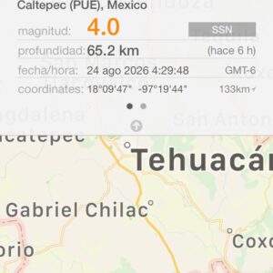Durante la madrugada se registró un sismo con epicentro en San Gabriel Chilac
